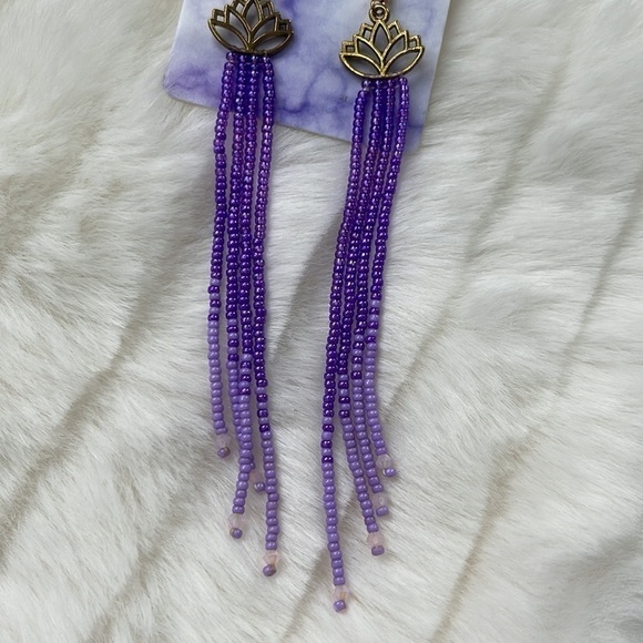 NWT Handmade Purple Dangling Earrings - Picture 4 of 5